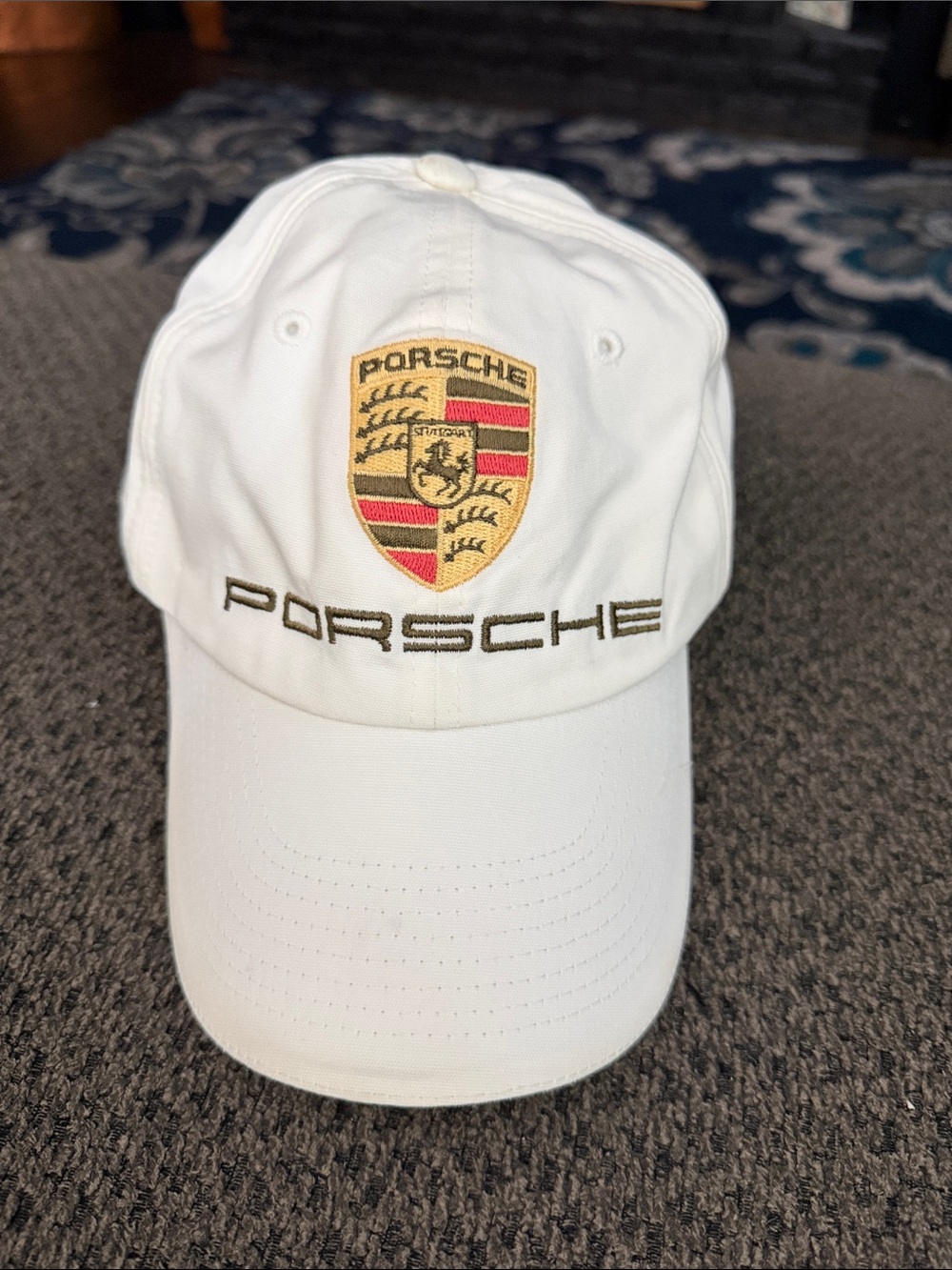 White Embroidered Crest Baseball Cap